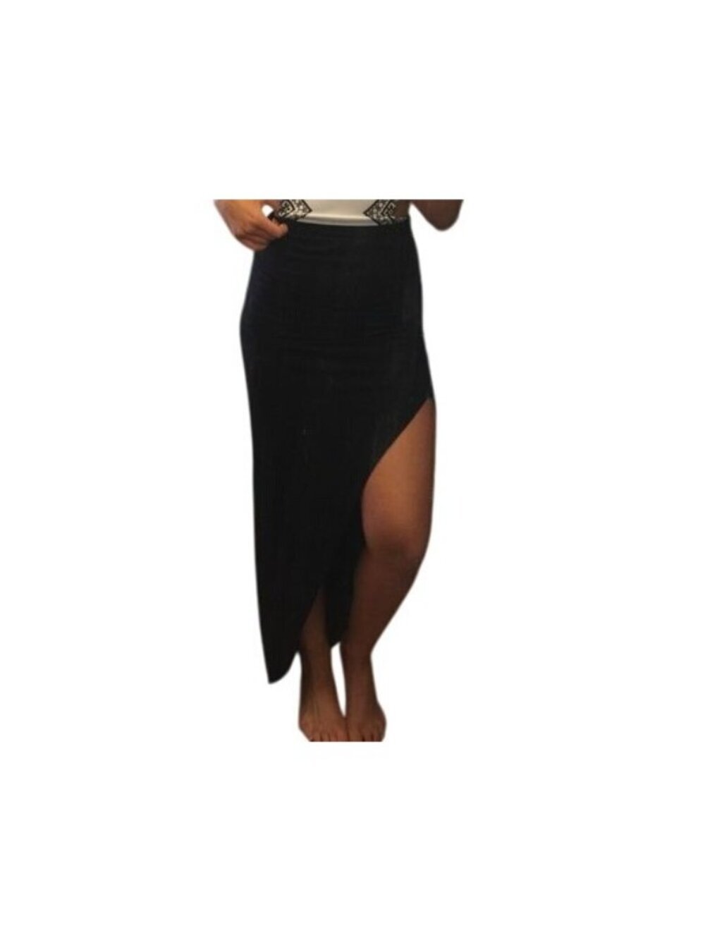 BCBG Black y2k Asymmetrical Maxi Skirt